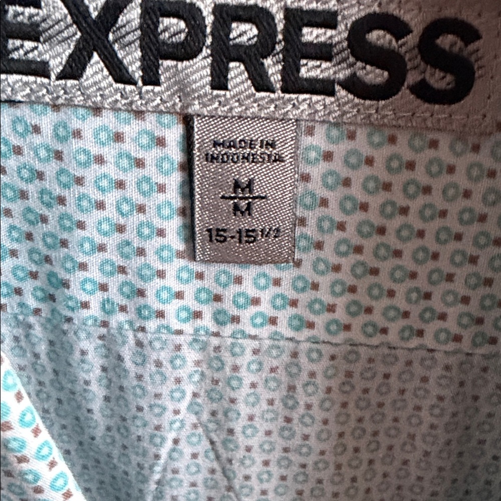 Express Men’s Light Blue Micro-Pattern Button-Dow… - image 3